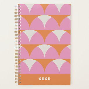 Agenda Retro geométrico naranja rosa moderno personalizad