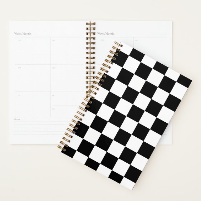 Agenda Retro geométrico negro y blanco (Demostración)