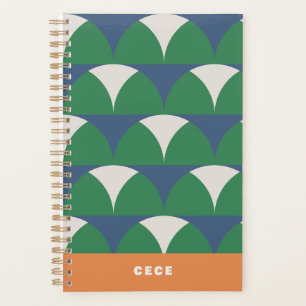 Agenda Retro geométrico verde azul moderno personalizado