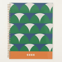 Agenda Retro geométrico verde azul moderno personalizado