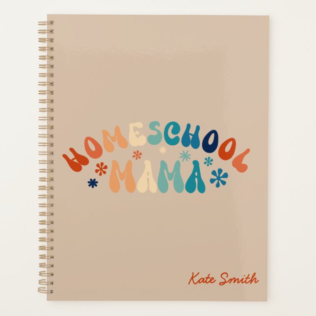 Agenda Retro Homeschool Mamá Personalizada (Anverso)