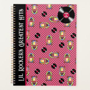 Agenda Retro Jukebox Vinyl Records Music Pink Personaliza