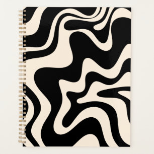 Agenda Retro Láquido Swirl Abstract Pattern Black Cream