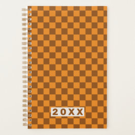 Agenda Retro Marrón Naranja Ajedrezado 2026