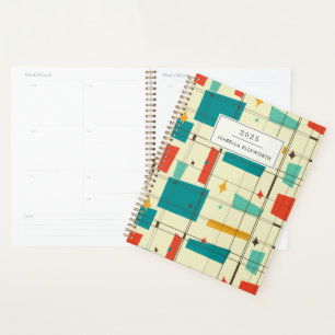 Agenda Retro Media Century Mod Atomic Space Age Verde azu