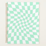 Agenda Retro Mint Checks Warped Checkerboard Checkered<br><div class="desc">Perfecto diseño a cuadros. Chequeras modernas y retorcidas. Este bonito diseño retro psicodélico te lleva a la maravillosa tierra. Los cheques retorcidos en colores pastel. Giro y remolque,  torneado,  patrón a cuadros</div>