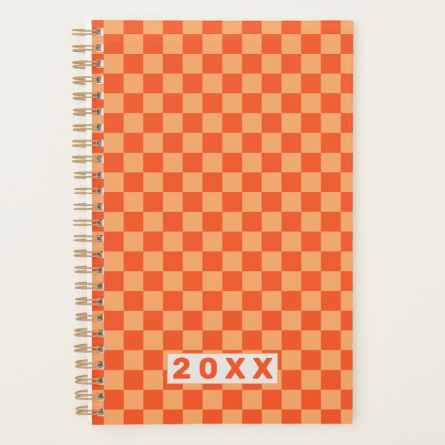 Agenda Retro Naranja Ajedrezado 2026 (Anverso)