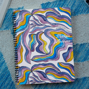 Agenda Retro Ondulado Verde Azul Púrpura Groovy Positivo