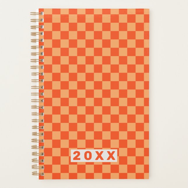 Agenda Retro Orange Checkerboard 2026 (Anverso)