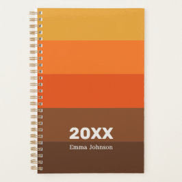 Agenda Retro Orange Pumpkin Brown Stripe 2026 Name
