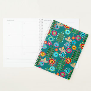 Agenda Retro, patrón de flor