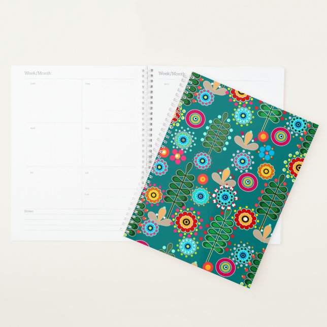 Agenda Retro, patrón de flor (Demostración)