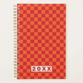 Agenda Retro Red Orange Checkerboard 2026