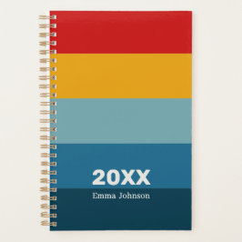 Agenda Retro Red Yellow Blue Stripe 2026 Name