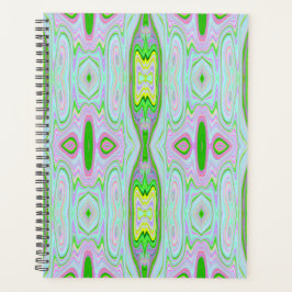 Agenda Retro Resumen Rosa, Lime Green y Aqua Pattern