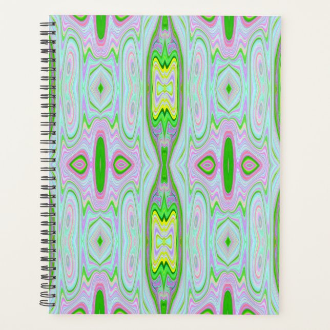 Agenda Retro Resumen Rosa, Lime Green y Aqua Pattern (Anverso)