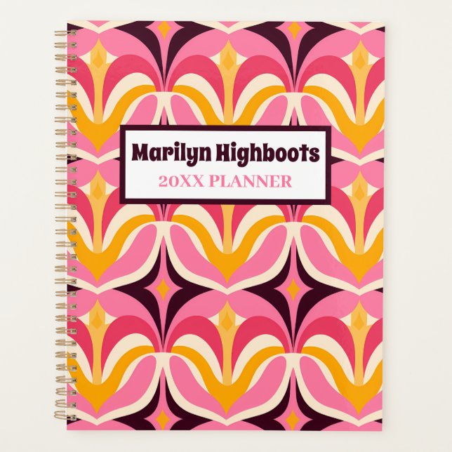 Agenda Retro rosa y amarillo (Anverso)
