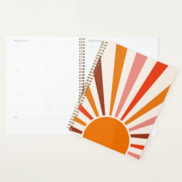 Agenda Retro Sun Rays Naranja de la puesta de sol rojo am