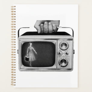 Agenda Retro TV portátil de los años 50 de mediados de si
