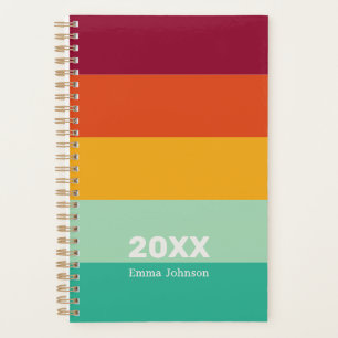 Agenda Retro Verde Naranja Burdeos Raya 2026 Nombre