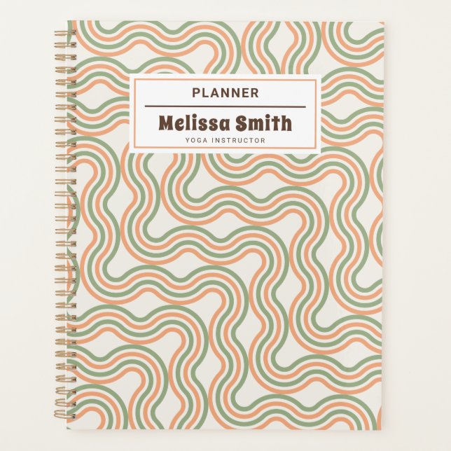 Agenda Retro Wavy Abstract Pattern Professional Planner (Anverso)