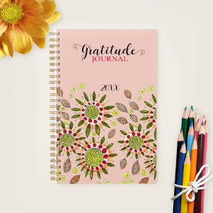 Agenda Revista de Gratitud de Flores dibujadas a mano sim