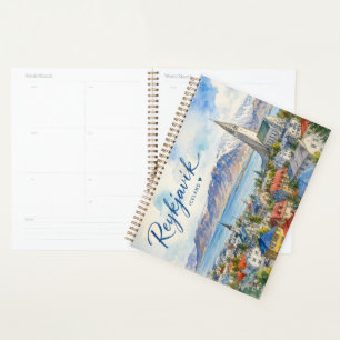 Agenda Reykjavik Islandia recuerdo acuarela