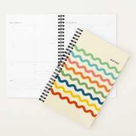 Agenda Ric de arco iris retro con rayas de raya con texto