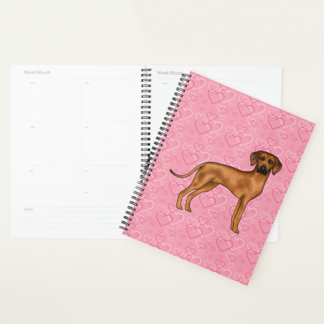 Agenda Ridgeback Rhodesia Perro Amor Patrón Corazón Rosa (Demostración)