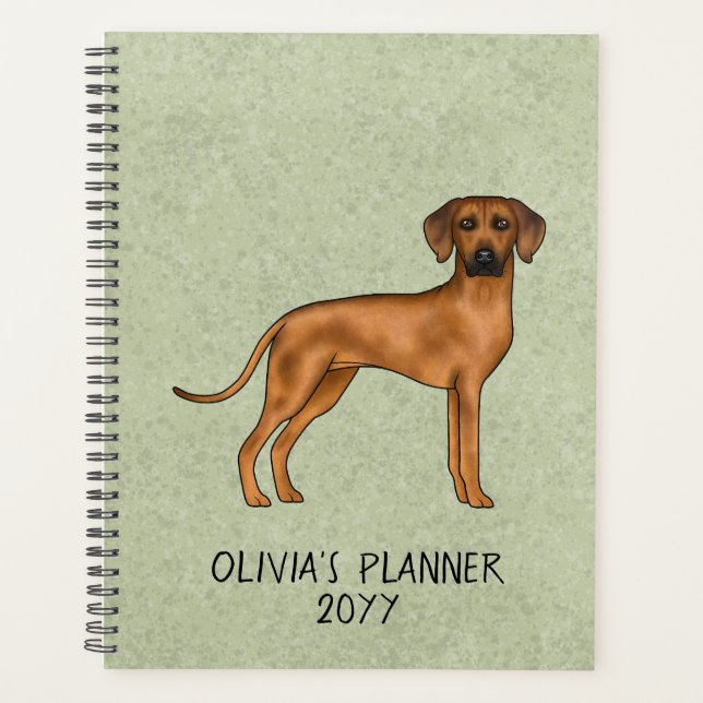 Agenda Ridgeback Rodesiano Perro Marrón Cuerdo Con Verde  (Anverso)