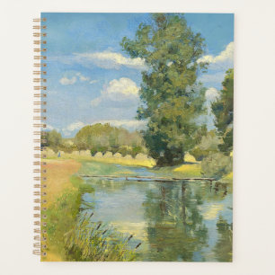 Agenda Río a través de un paisaje de cosecha, verano