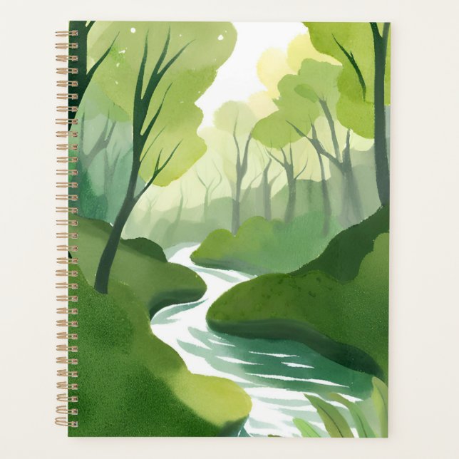 Agenda River of Green | Forest Watercolor Painting (Anverso)