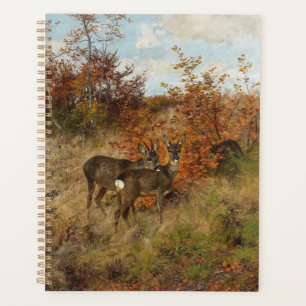 Agenda Roe Deer con otoño deja vida silvestre vintage