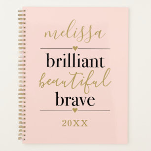 Agenda Rojizo Brillante Hermoso Valiente Personalizado