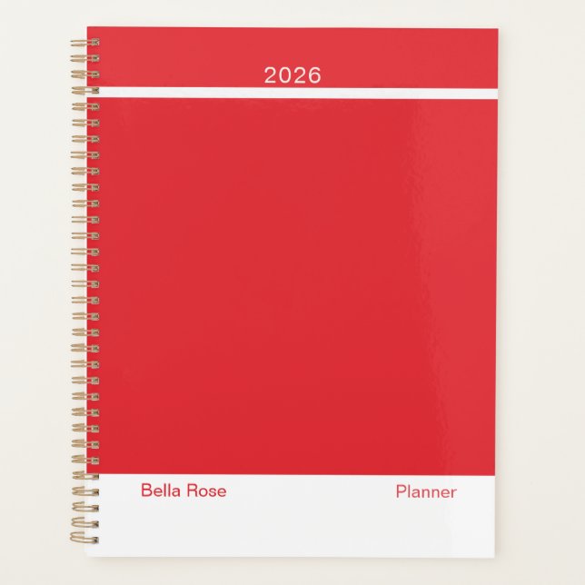 Agenda Rojo Brillante Minimalista (Anverso)