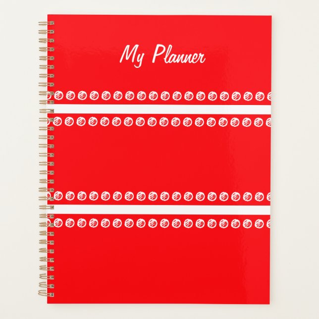 Agenda Rojo con puntos blancos y líneas Planner (Anverso)