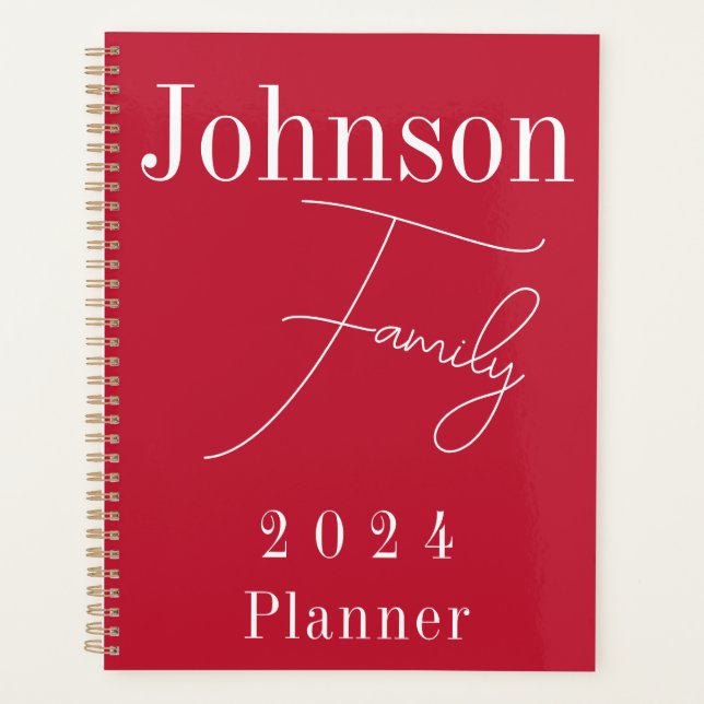 Agenda Rojo familiar moderno 2024 (Anverso)