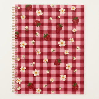 Agenda Rojo Gingham de Fresa Rosa y Dais Cottagecore