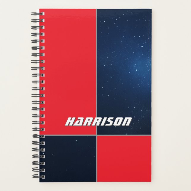 Agenda Rojo Negrita Azul Oscuro Espacio Personalizado (Anverso)