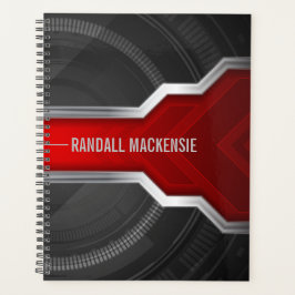Agenda Rojo y negro con temática tecnológica personalizad