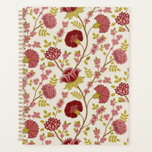 Agenda Rojos de patrón floral jacobino rosan crema de oro