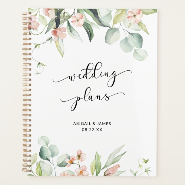 Agenda Romance Rubor Elegant Floral Greenery Boda (Anverso)