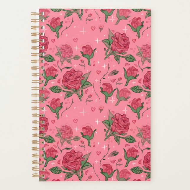 Agenda Romantic Pink and Red Roses Planner (Anverso)