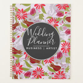 Agenda Romántico Rojo Floral Tulipanes Rosa Boda Jardín