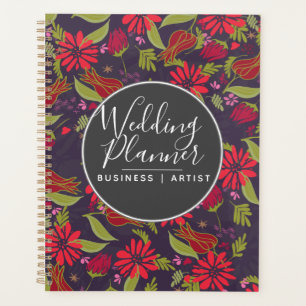 Agenda Romántico Rojo Floral Tulipanes Rosa Boda Jardín