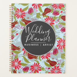 Agenda Romántico Rojo Floral Tulipanes Rosa Boda Jardín