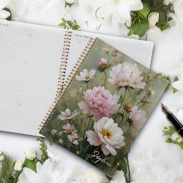 Agenda Romántico Vintage Personalizado de Flor Silvestre 