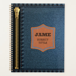 Agenda Ropa De Denim Azul Con Zip Y Etiqueta Jean Fabric