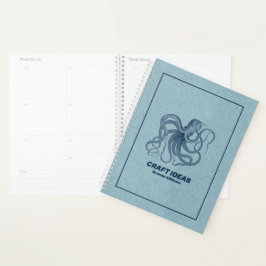 Agenda Ropa de imitación azul clara y pulpo azul