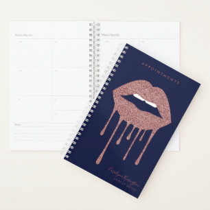 Agenda Rosa azul de la marina Oro Purpurina Litros de got